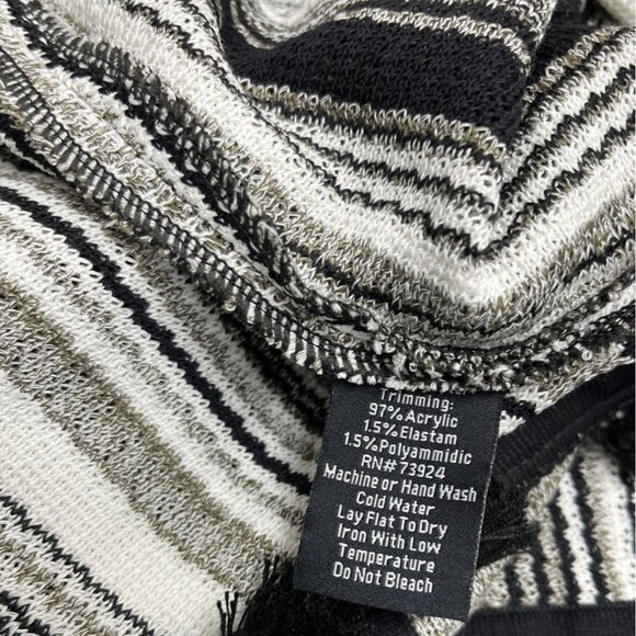 Misook Collection Black & White Striped Open Front Cardigan Tassel Trim Sz 2X - Picture 5 of 6